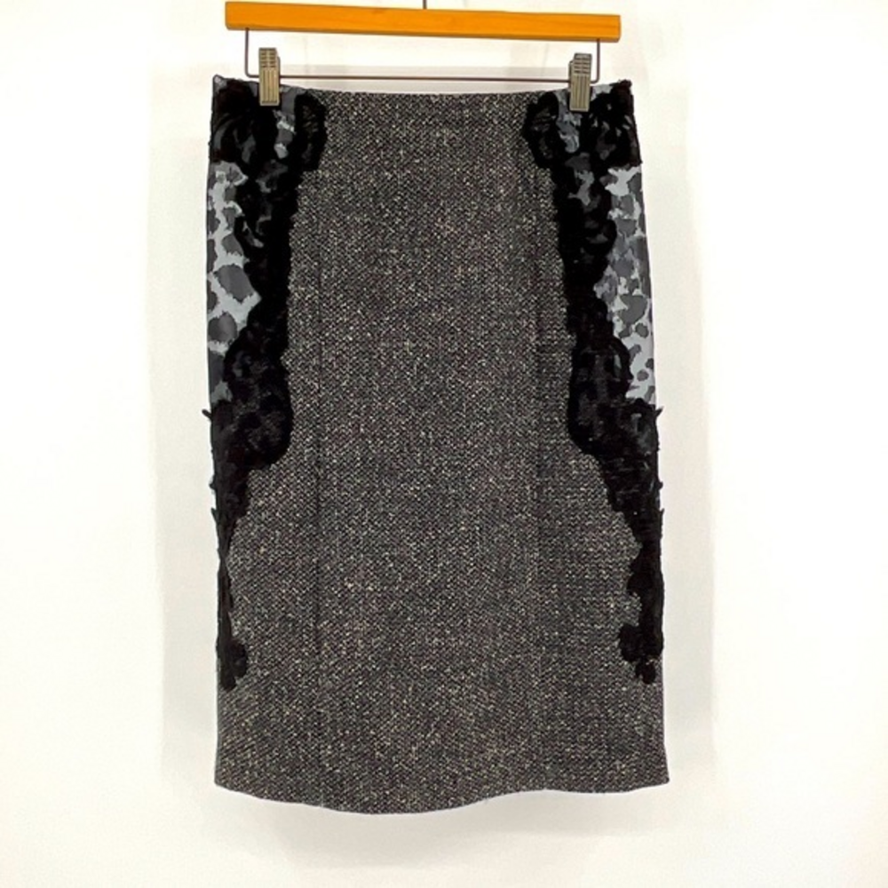 G.I.L.I. Tweed Skirt Black&Gray‎ Pencil Skirt Size XS E34